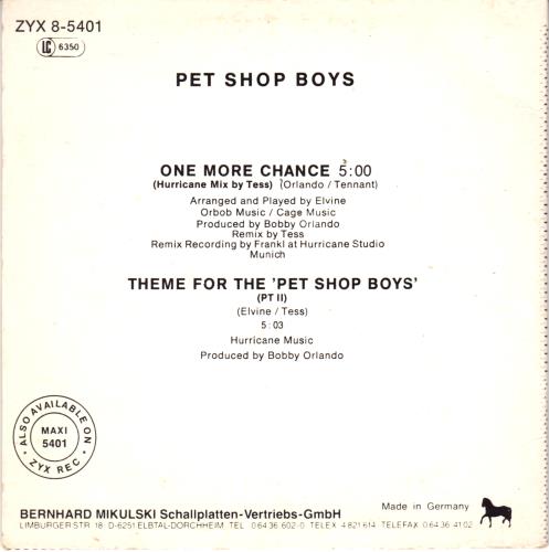 Pet Shop Boys One More Chance - New Remix 88 German 3